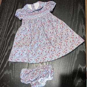 Floral toddler girl smocked dress